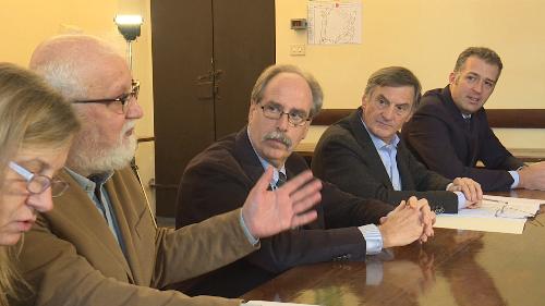 Haris Pašovic (Direttore artistico Mittelfest), Gianni Torrenti (Assessore regionale Cultura, Sport e Solidarietà), Federico Rossi (Presidente Mittelfest) e Stefano Balloch (Sindaco Cividale del Friuli) - Cividale del Friuli 30/11/2017